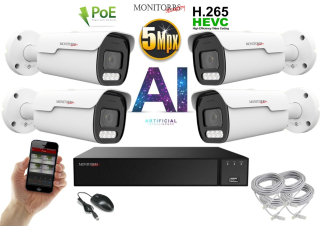 Monitorrs Security AI IP Park 4 kamerový set 5 Mpix (6185K4)